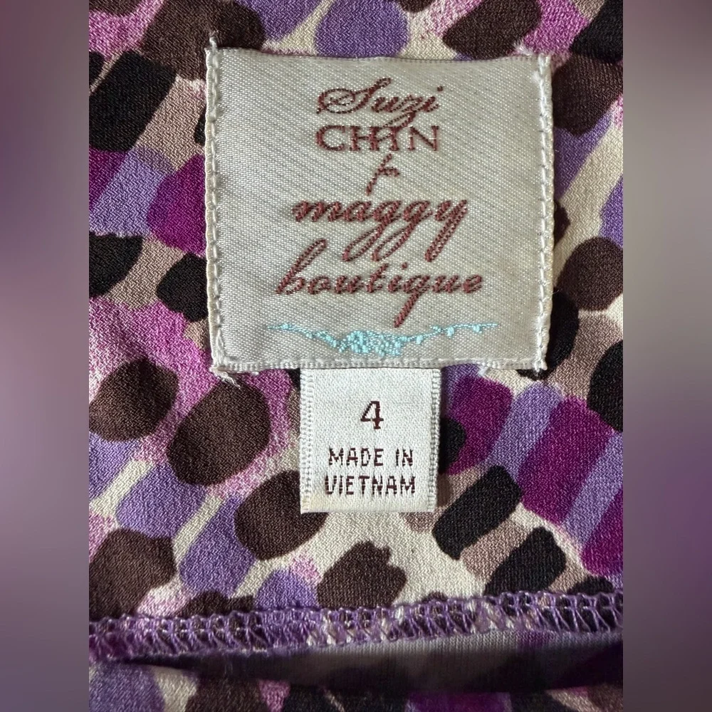 Suzi Chin for Maggy Boutique Purple and Brown Patterned Dress